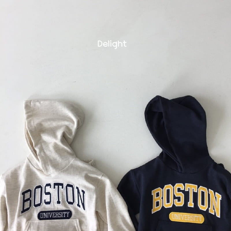 Delight - Korean Children Fashion - #stylishchildhood - Embrodiery Boston Hoody Top Bottom Set - 2