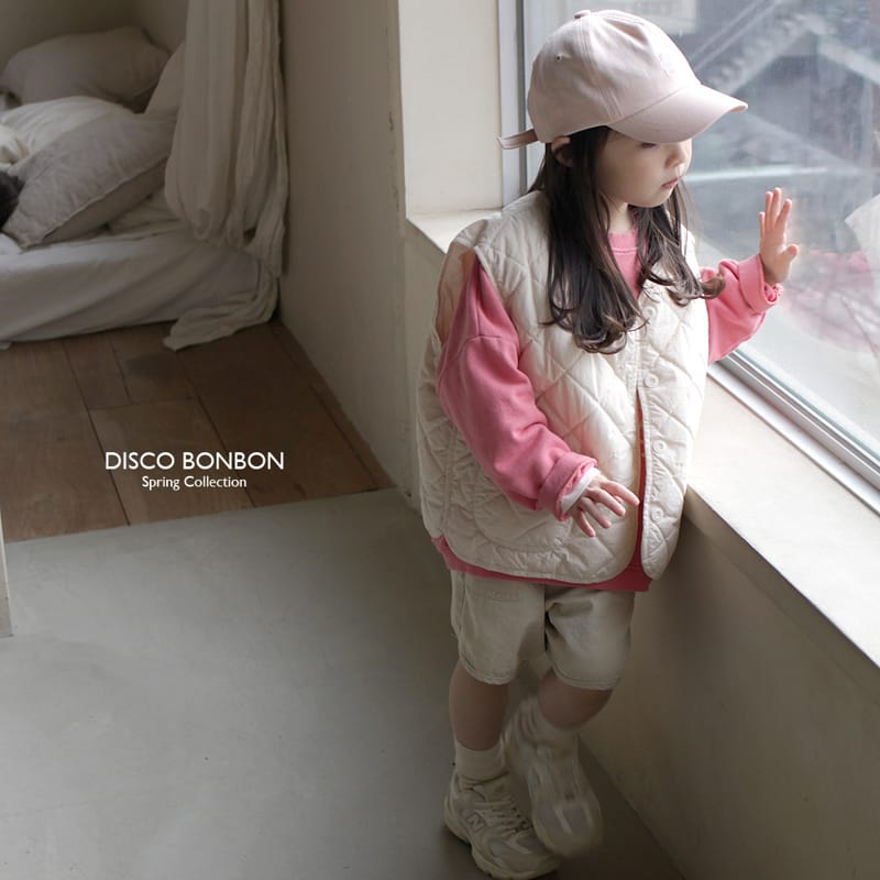 Disco Bonbon - Korean Children Fashion - #kidsshorts - Quilting Beige Vest - 2