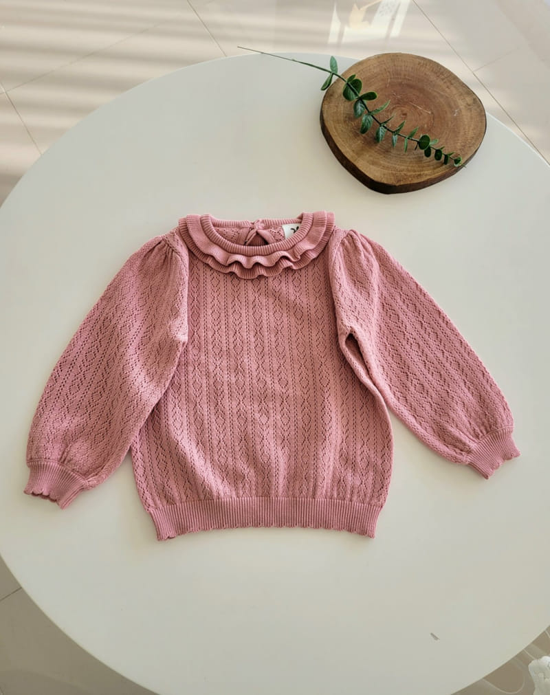 Hanacoco - Korean Children Fashion - #discoveringself - Frill Eyelet Knit Tee - 2