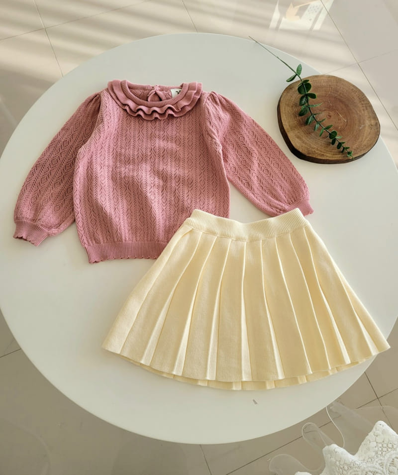 Hanacoco - Korean Children Fashion - #fashionkids - Frill Eyelet Knit Tee - 3