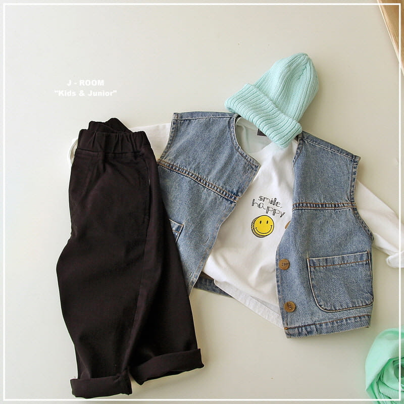 J-Room - Korean Children Fashion - #childofig - Drop Denim Vest - 4