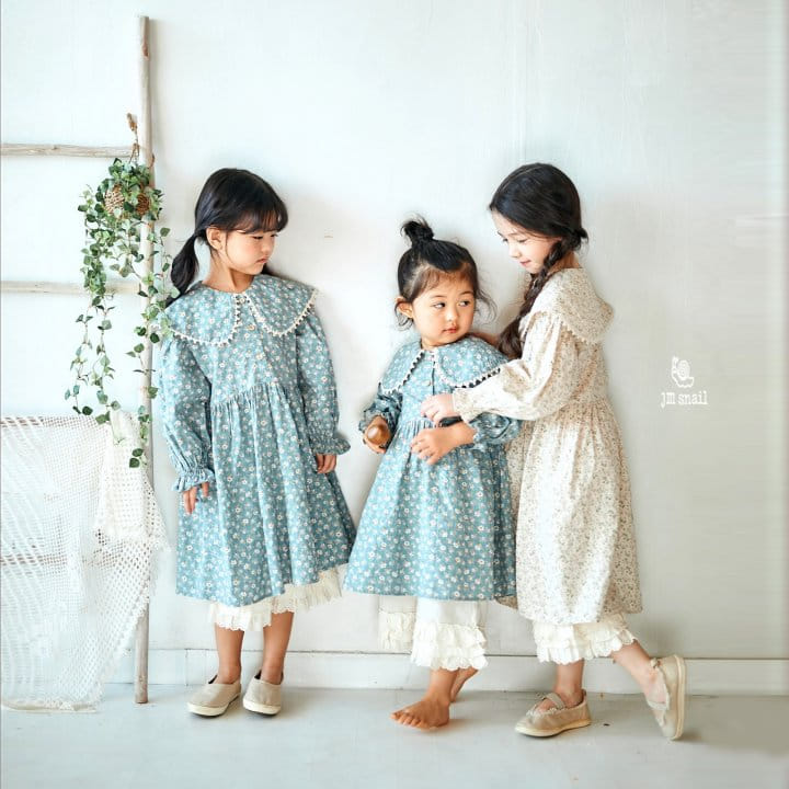 JM Snail - Korean Children Fashion - #Kfashion4kids - Hei Small Small Flower Collar One-piece - 3