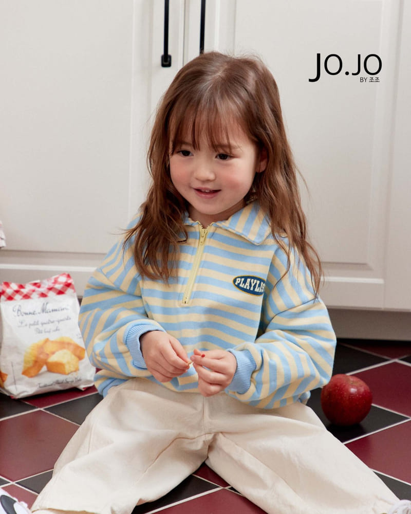 Jo Jo - Korean Children Fashion - #childofig - Collar Stripes Sweatshirt