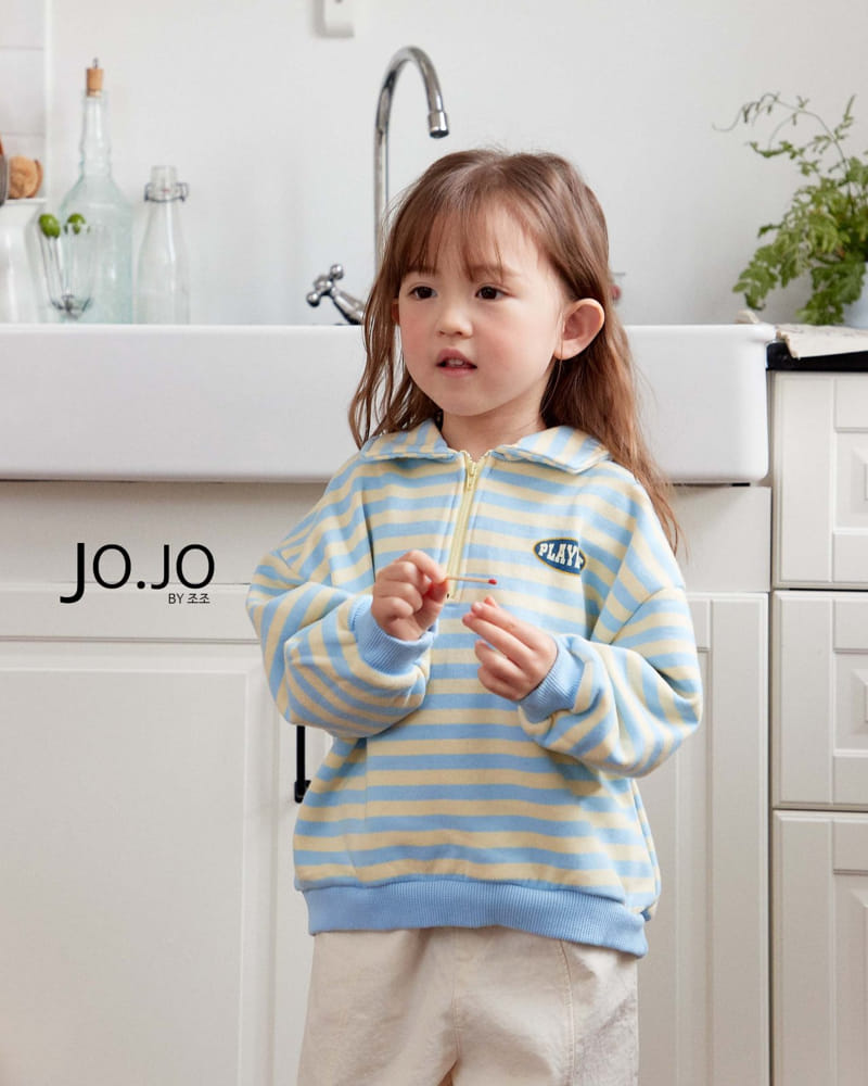 Jo Jo - Korean Children Fashion - #childrensboutique - Collar Stripes Sweatshirt - 3