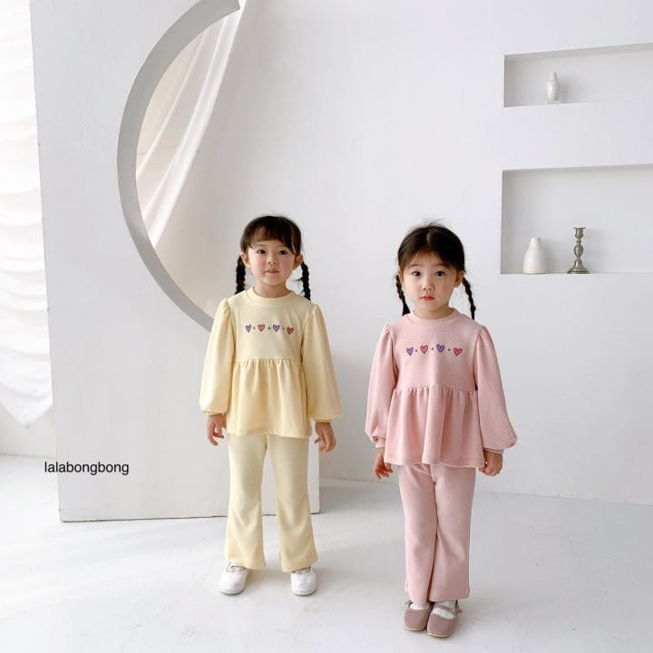 Lalabongbong - Korean Children Fashion - #childofig - Heart Top Bottom Set