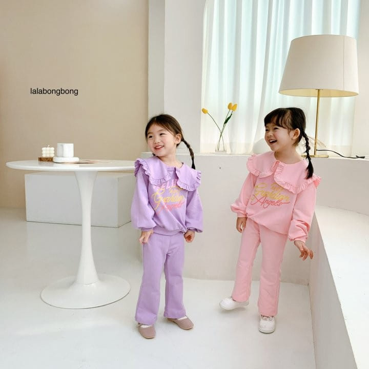 Lalabongbong - Korean Children Fashion - #designkidswear - Collar Angel Top Bottom Set - 2