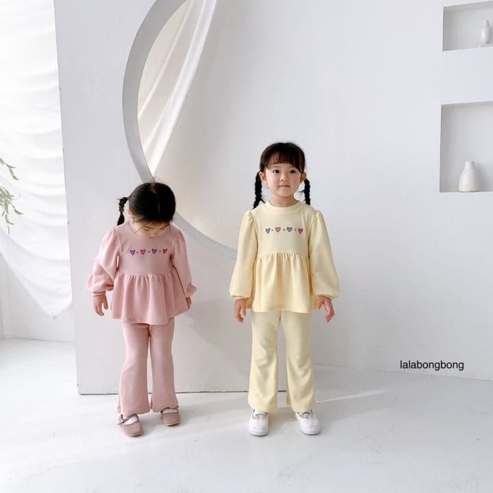 Lalabongbong - Korean Children Fashion - #designkidswear - Heart Top Bottom Set - 3