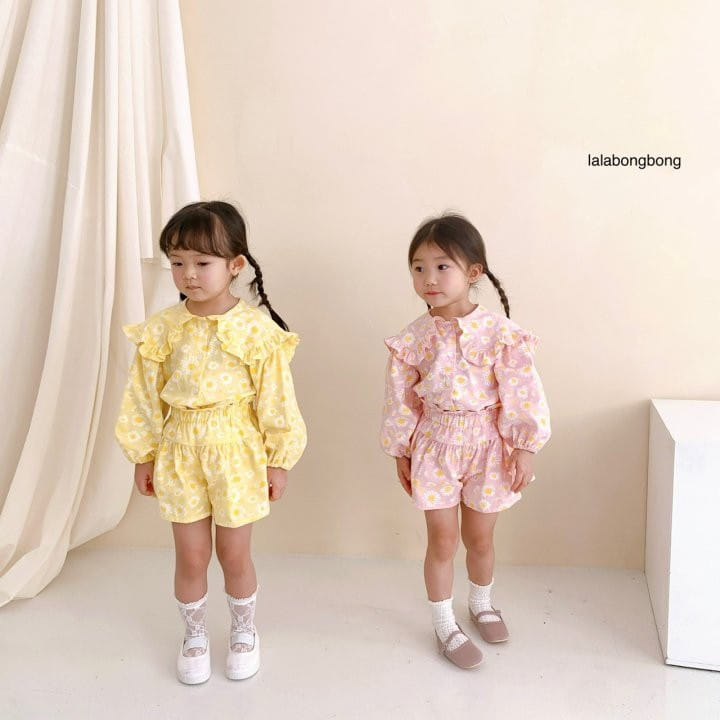 Lalabongbong - Korean Children Fashion - #kidsshorts - Dasiy Top Bottom Set - 9