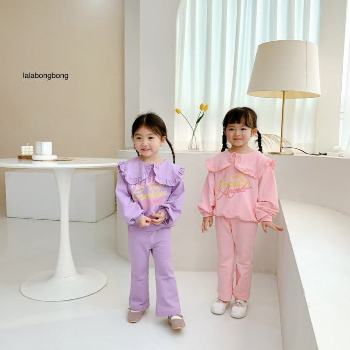 Lalabongbong - Korean Children Fashion - #kidsshorts - Collar Angel Top Bottom Set - 5