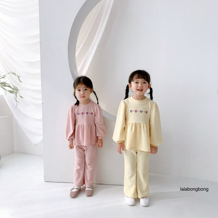 Lalabongbong - Korean Children Fashion - #kidsshorts - Heart Top Bottom Set - 6