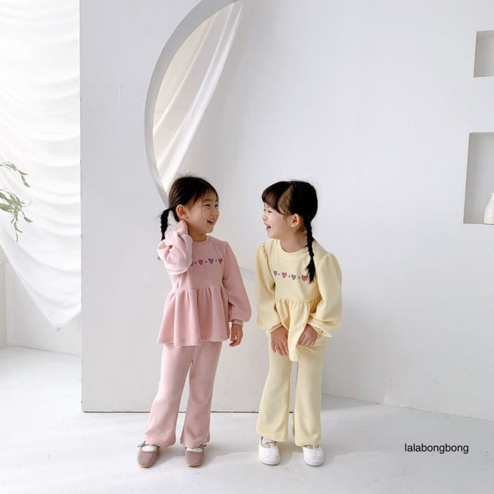 Lalabongbong - Korean Children Fashion - #kidsstore - Heart Top Bottom Set - 7