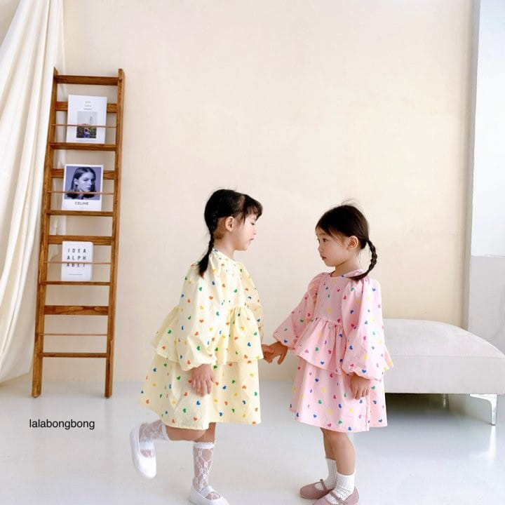 Lalabongbong - Korean Children Fashion - #minifashionista - Heart Cancan One-piece