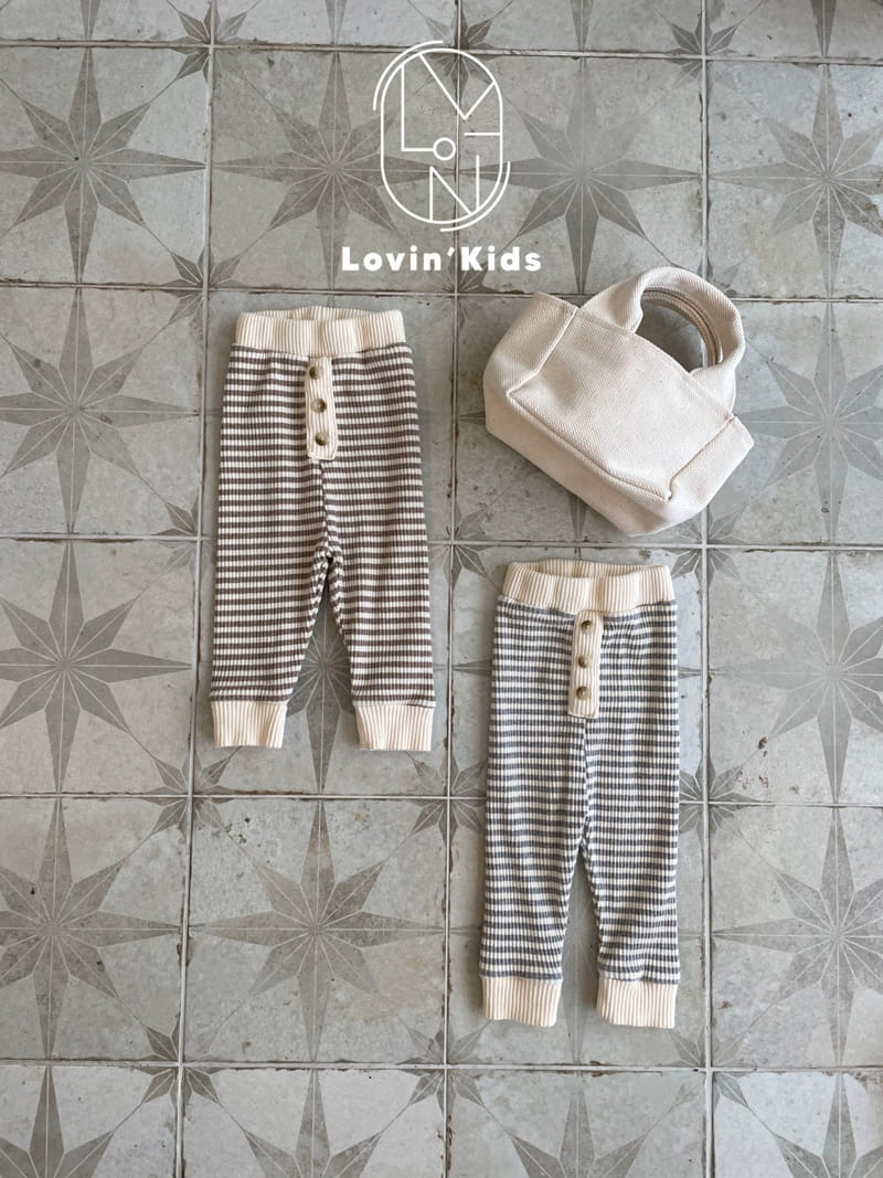 Lovin - Korean Baby Fashion - #babyfever - Beeb Button Stripes Leggings