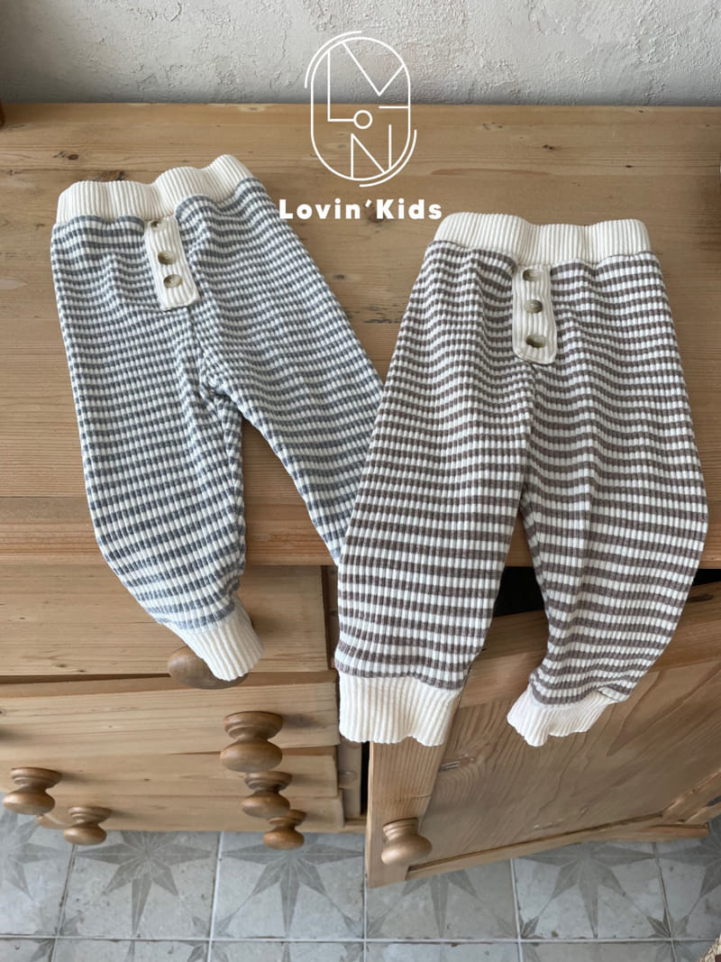 Lovin - Korean Baby Fashion - #babylifestyle - Beeb Button Stripes Leggings - 3