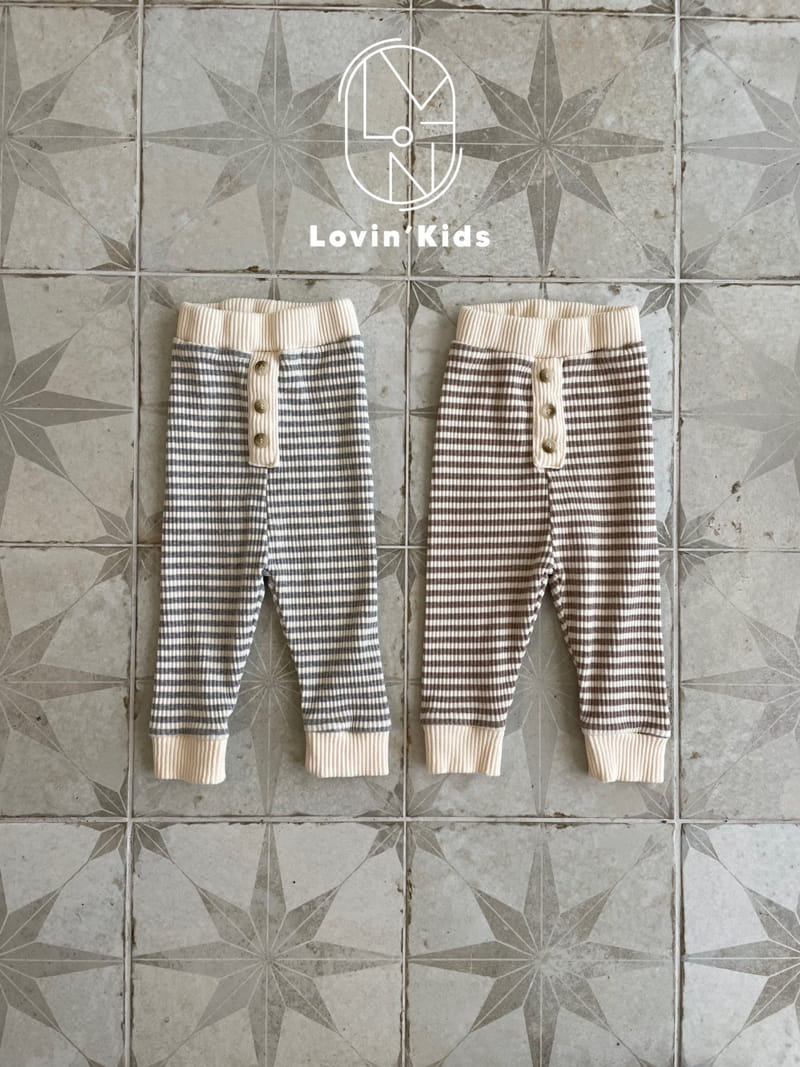 Lovin - Korean Baby Fashion - #babylifestyle - Beeb Button Stripes Leggings - 4