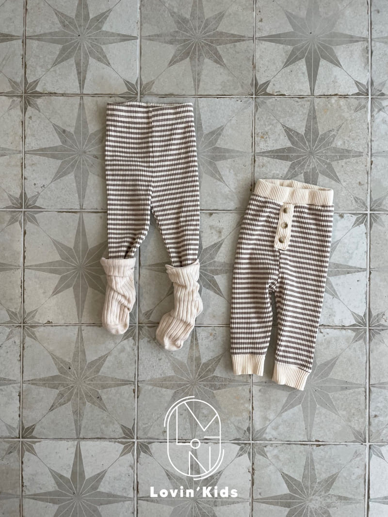 Lovin - Korean Baby Fashion - #babyootd - Beeb Button Stripes Leggings - 5