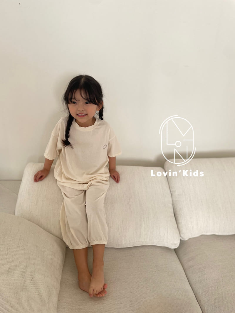 Lovin - Korean Children Fashion - #kidsshorts - Smile Embrodiery Tee - 11