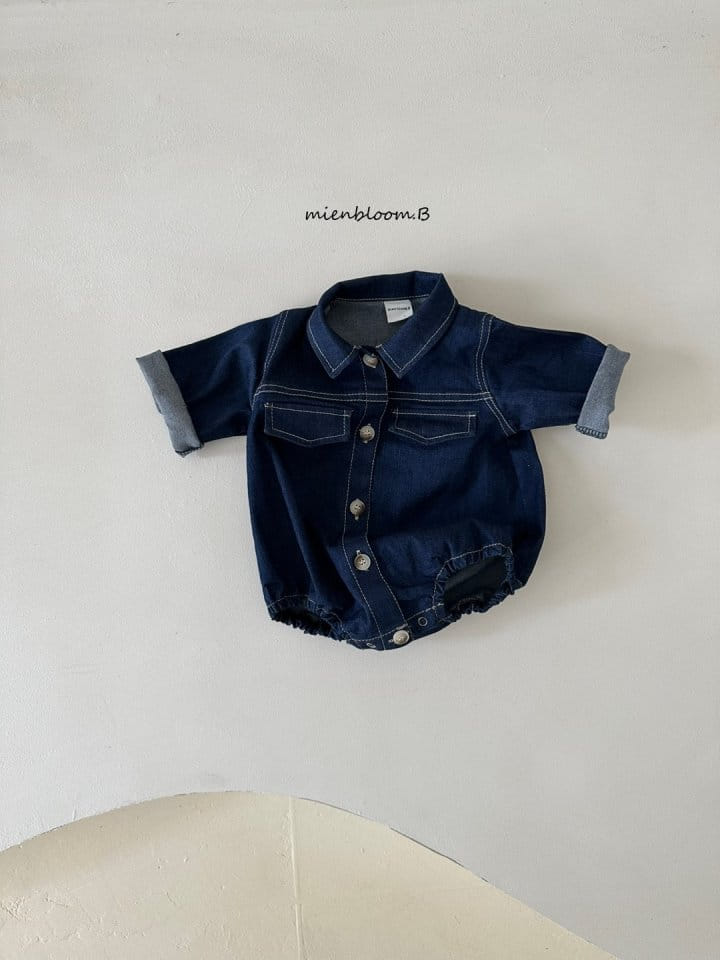 Mienbloom B - Korean Baby Fashion - #babyoutfit - Bebe Mans Denim Bodysuit