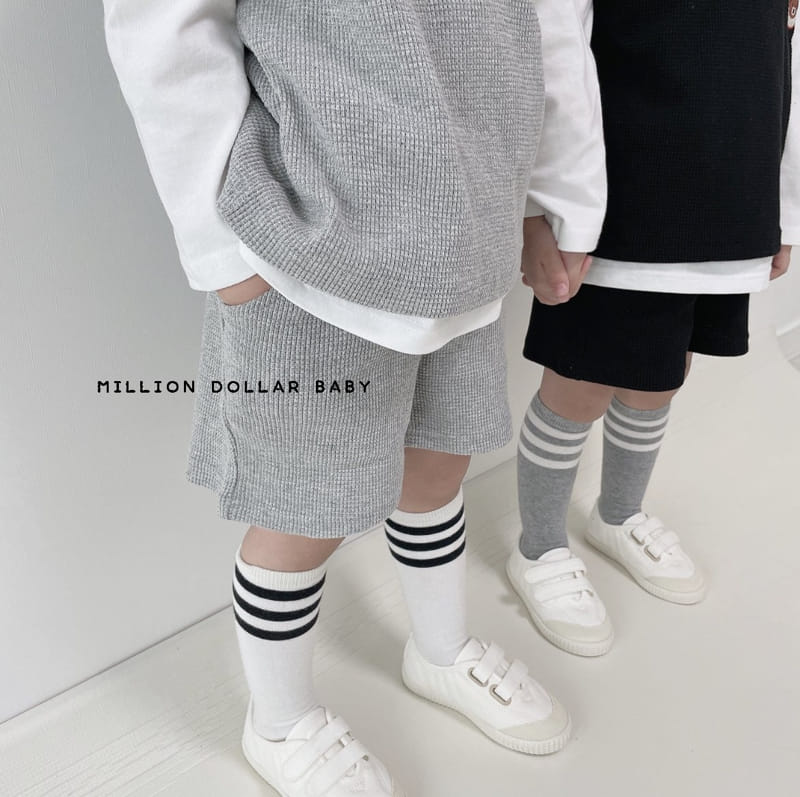 Million Dollar Baby - Korean Children Fashion - #designkidswear - Bear Waffle Top Bottom Inner Set - 11