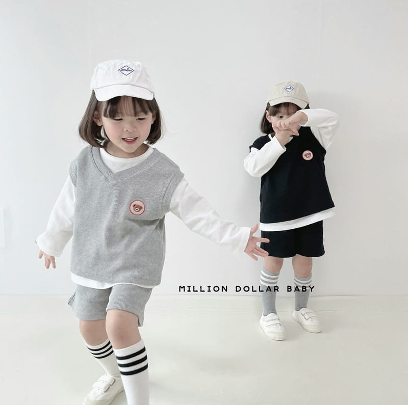 Million Dollar Baby - Korean Children Fashion - #prettylittlegirls - Bear Waffle Top Bottom Inner Set - 5