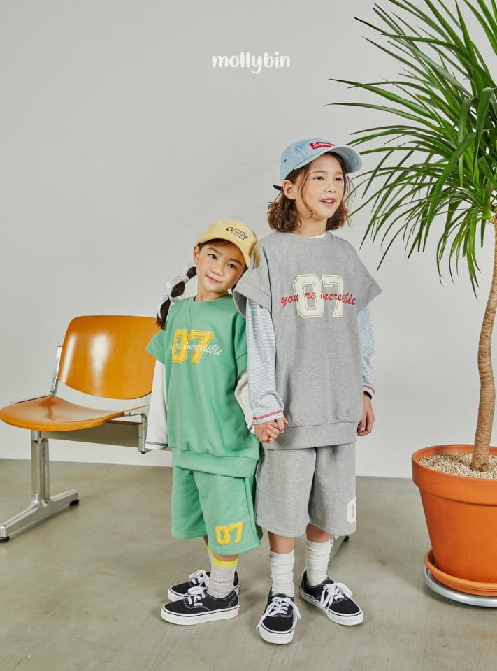 Mollybin - Korean Children Fashion - #kidzfashiontrend - Lucky Short Sleeves Top Bottom Set