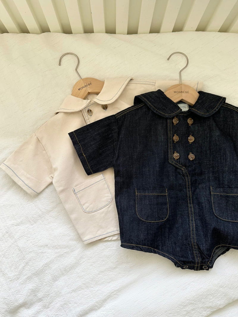 Monbebe - Korean Baby Fashion - #babygirlfashion - Denim Sailor Bodysuit