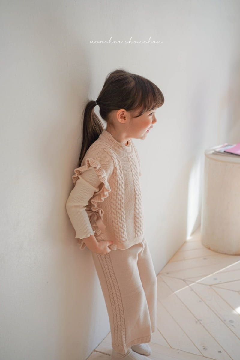 Moncher Chouchou - Korean Children Fashion - #childofig - Cable Wide Pants - 10