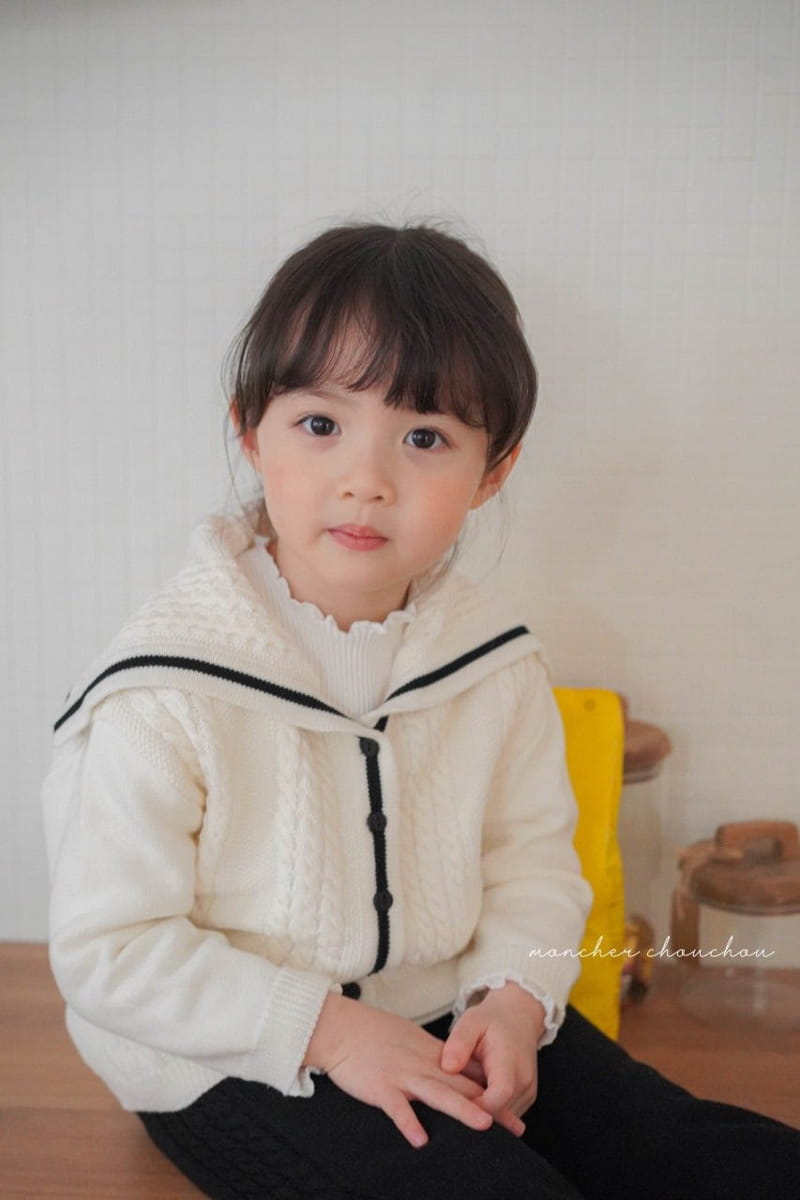 Moncher Chouchou - Korean Children Fashion - #kidsshorts - Cable Sailor Cardigan - 5