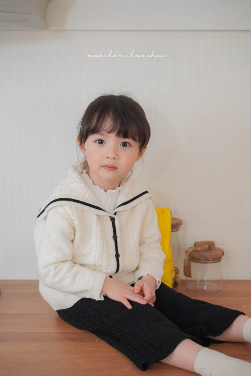 Moncher Chouchou - Korean Children Fashion - #kidsstore - Cable Sailor Cardigan - 6