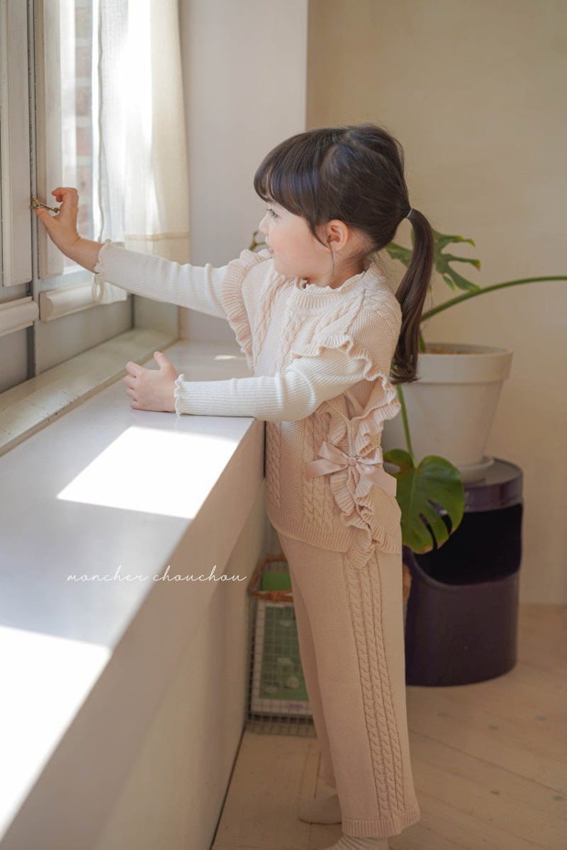 Moncher Chouchou - Korean Children Fashion - #littlefashionista - Cable Wide Pants - 3