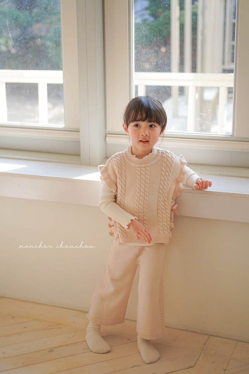 Moncher Chouchou - Korean Children Fashion - #toddlerclothing - Cable Wide Pants - 8