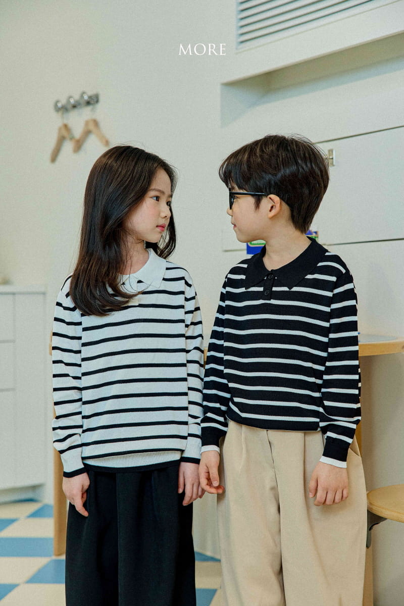 More - Korean Children Fashion - #kidzfashiontrend - Stripes PK Knit Tee - 4