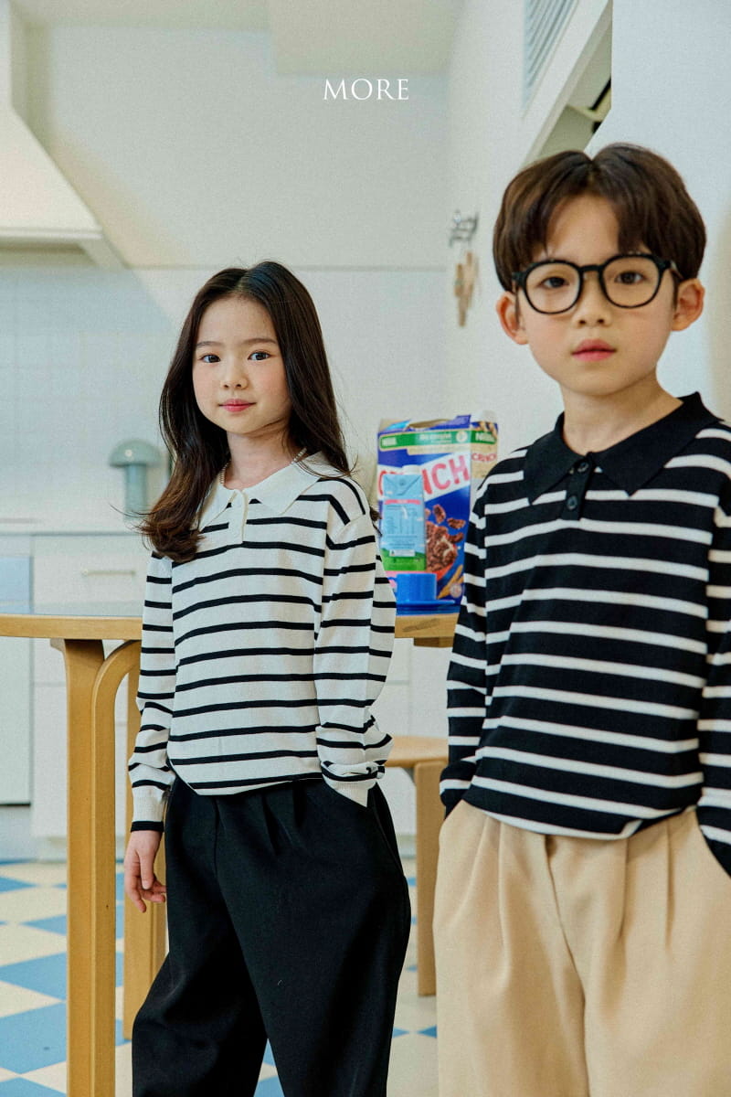 More - Korean Children Fashion - #designkidswear - Stripes PK Knit Tee - 12