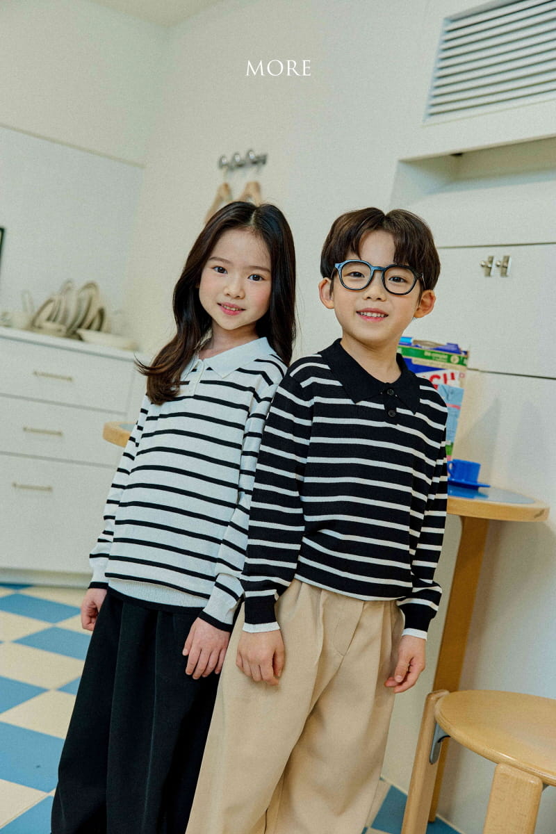 More - Korean Children Fashion - #minifashionista - Stripes PK Knit Tee - 7