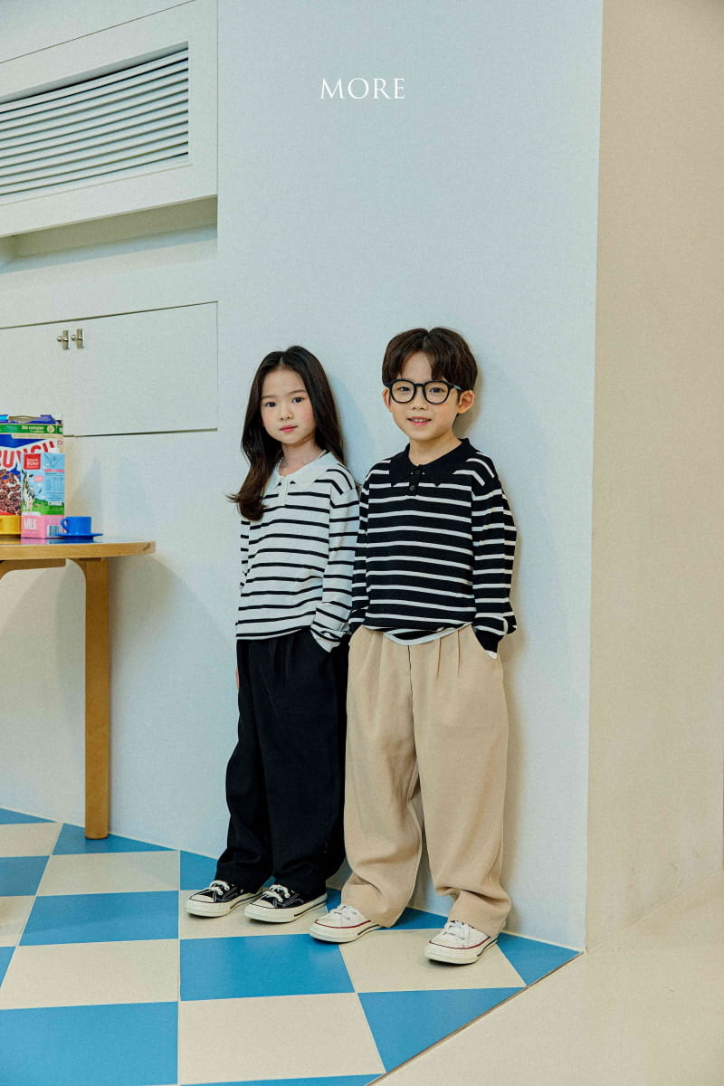 More - Korean Children Fashion - #prettylittlegirls - Stripes PK Knit Tee - 8