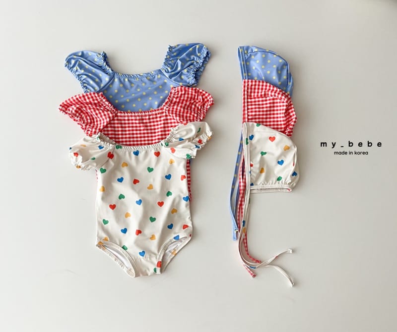 My Bebe - Korean Baby Fashion - #babyboutiqueclothing - Shirrin Swimwear with Hat