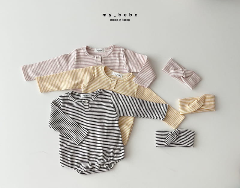 My Bebe - Korean Baby Fashion - #babyoninstagram - Sticky Bodysuit with Hairband - 3