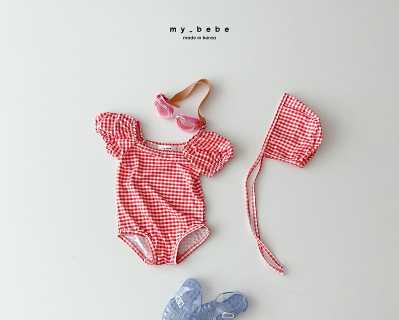 My Bebe - Korean Baby Fashion - #babyoutfit - Shirrin Swimwear with Hat - 10