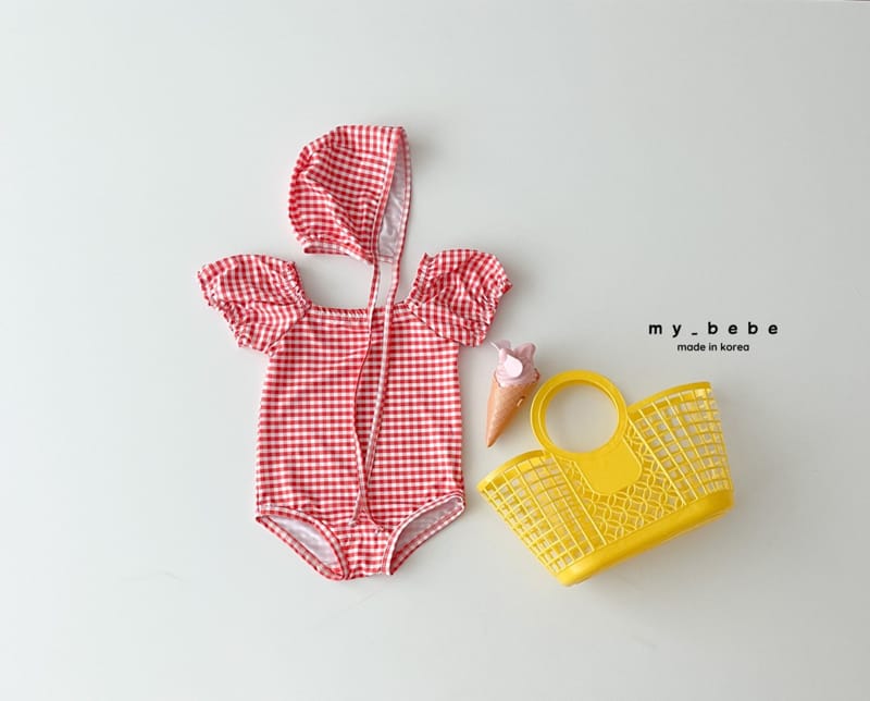 My Bebe - Korean Baby Fashion - #babyoutfit - Shirrin Swimwear with Hat - 9