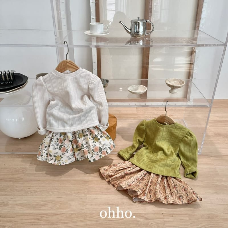 Ohho - Korean Children Fashion - #Kfashion4kids - Jacquared Knit Puff Tee - 6