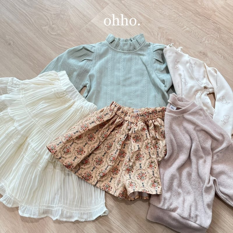 Ohho - Korean Children Fashion - #fashionkids - Floral Skirt Pants - 9