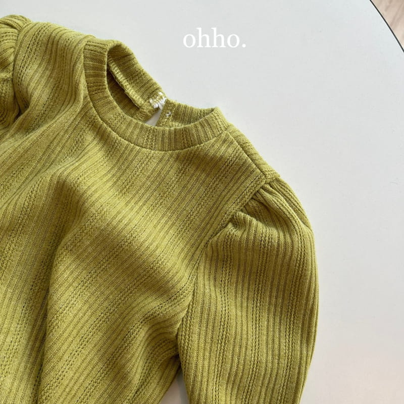 Ohho - Korean Children Fashion - #fashionkids - Jacquared Knit Puff Tee - 2