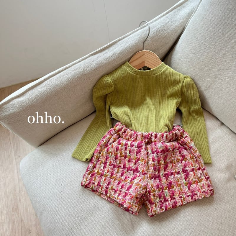 Ohho - Korean Children Fashion - #kidsshorts - Jacquared Knit Puff Tee - 3