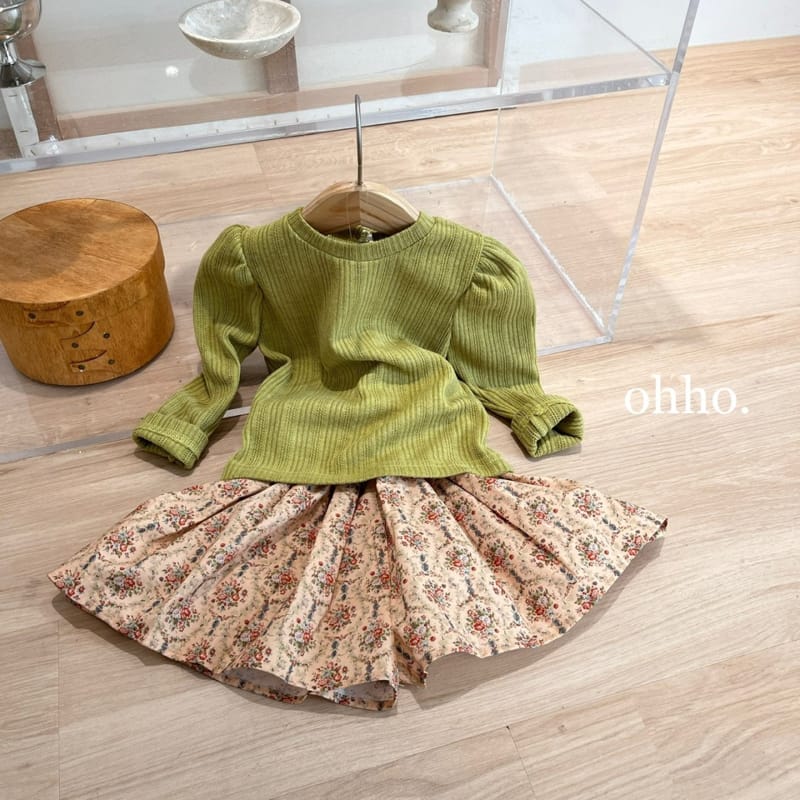 Ohho - Korean Children Fashion - #kidzfashiontrend - Jacquared Knit Puff Tee - 5