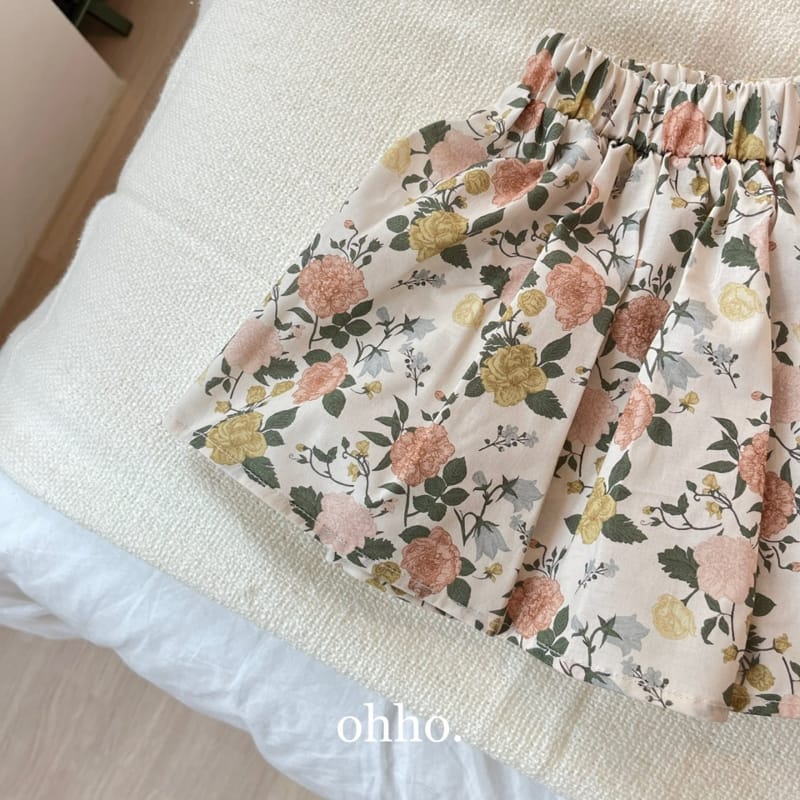 Ohho - Korean Children Fashion - #toddlerclothing - Floral Skirt Pants - 4