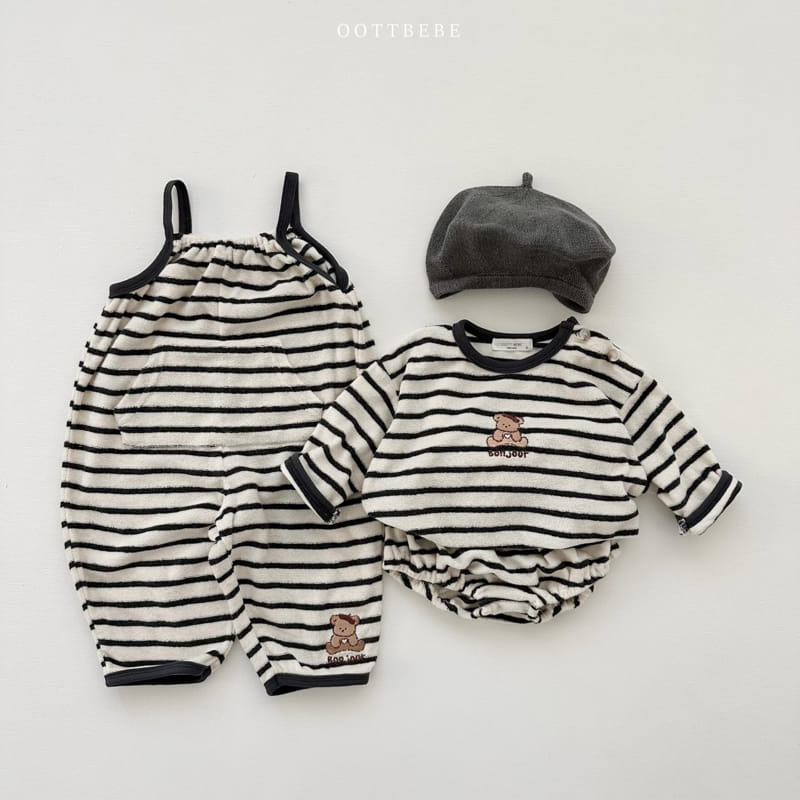 Oott Bebe - Korean Baby Fashion - #babywear - Terry Stripes Top Bottom Set - 10