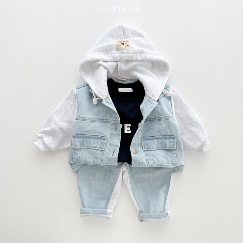 Oott Bebe - Korean Children Fashion - #childrensboutique - Rora Denim Hoody Jumper - 5