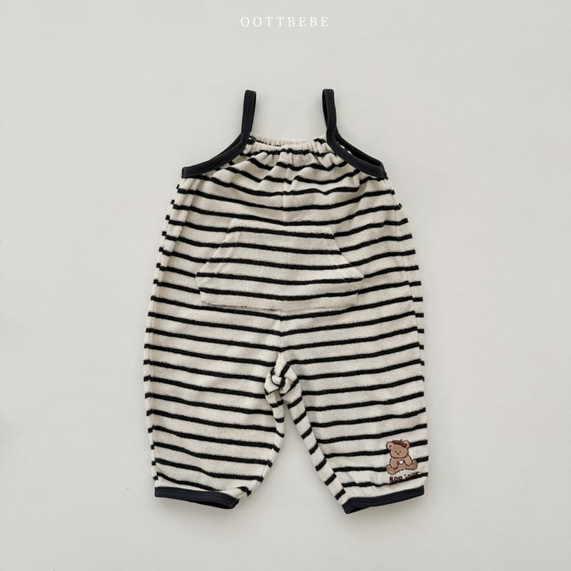 Oott Bebe - Korean Children Fashion - #fashionkids - Terry Stripes Overalls - 2