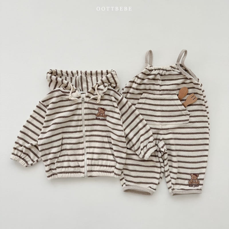 Oott Bebe - Korean Children Fashion - #prettylittlegirls - Terry Stripes Overalls - 10