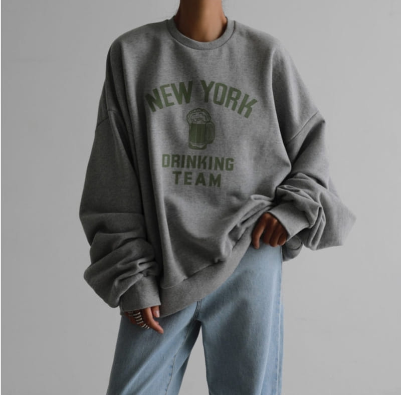 Paper Moon - Korean Women Fashion - #momslook - NEW YORK DRINGKING TEAM Sweatshirt